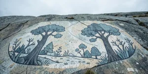 Hero illustration for the article “Scientists Discover That Human Blood Protects Rock Art from Destruction”
