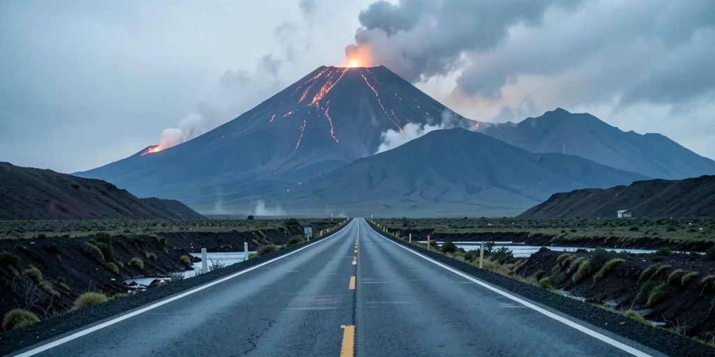 Illustration for the article “Around 100 Tourists Stranded Near Volcano Due to Severe Flooding in Kamchatka”